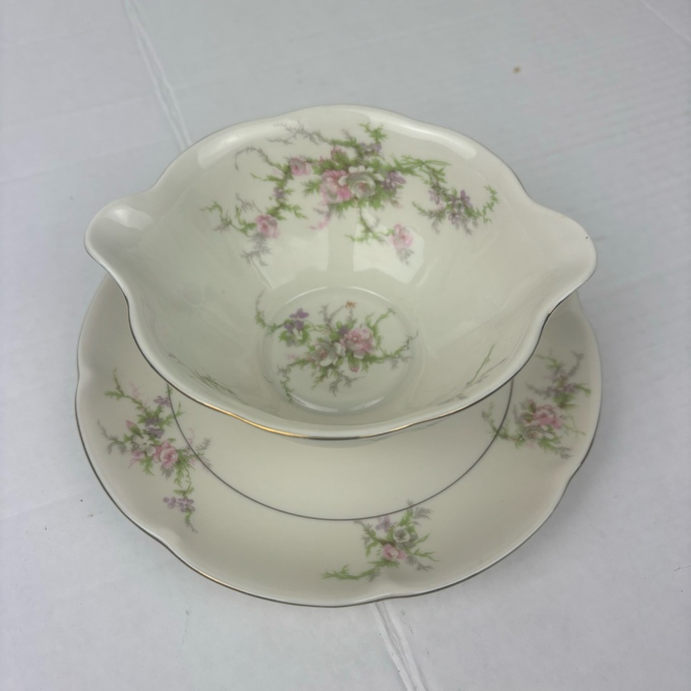 Vintage Haviland China gravy boat-Rosalinda-pink floral
